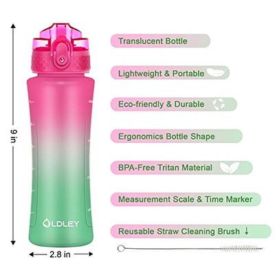 Oldley 12 oz Water Bottle for Kids BPA Free Reusable With Straw/Chug 2 Lids  Leak-Proof Gift for Toddler Boys Girls