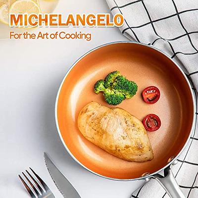 MICHELANGELO 12 Inch Frying Pan with Lid, Nonstick Copper Frying