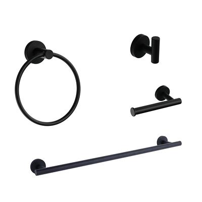 Dracelo 4-Piece Bath Hardware Set with Towel Ring Toilet Paper Holder Robe Hook and 18 or 24 in. Towel Bar in Brushed Nickel