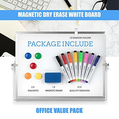 Small Dry Erase White Board 16x12 Double-Sided Magnetic Portable White Board Desktop Foldable Tabletop Whiteboard Easel for Home, Office, Classroom