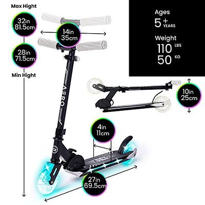 Aero Kick Scooter for Kids Ages 6-12 with Dynamic RGB Lights, Foldable and  Height Adjustable, 2 Wheel Scooters for Kids 6 Years and up with Glowing