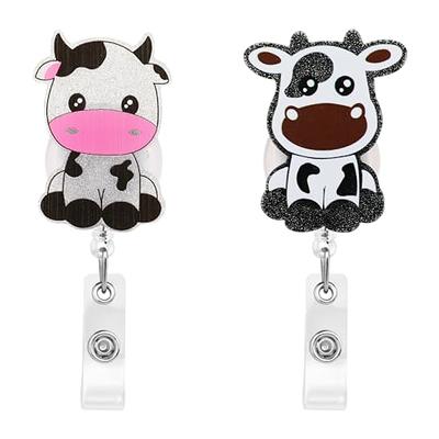 3 Pieces Cow Badge Reel Retractable Badge Reels Cute Name Badge Holder with  Swivel Clip Funny Nurse Badge Reel for Office School Worker Doctor Nurse, 3  Styles (Acrylic, Running Style) : 