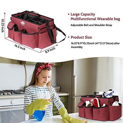 Large Cleaning Caddy with Handle, Wearable Cleaning Supplies Organizer with  Detachable Divider Cleaning Tote Bag with Shoulder and Waist Strap for  Cleaners & Housekeepers