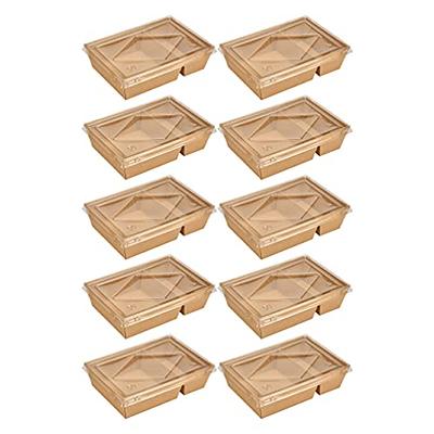 Restaurantware Bio Tek 50.7 Ounce To Go Boxes, 100 Disposable Bento Boxes -  3 Compartments, Tab Lock Closure, Kraft Paper Take Out Boxes, Serve Hot