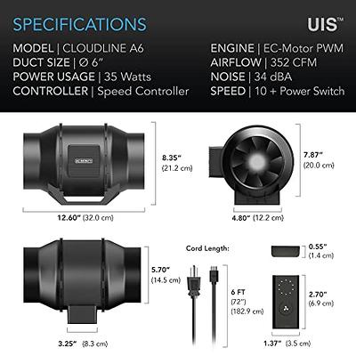 AC Infinity Cloudline S4 Quiet 4 in. Inline Duct Fan Speed Controller  Heating Cooling Booster Hydroponics Grow Tents Ventilation AI-CLS4 - The  Home Depot