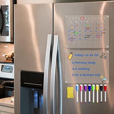 Magnetic Acrylic Calendar for Fridge 17x12 Clear Dry Erase Calendar Board  for Refrigerator Includes 5 Dry Erase Markers and Eraser 