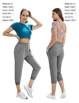 SPECIALMAGIC Women's Capri Sweatpants Cropped Jogger Terry Running Pants  Lounge Drawstring with Side Pockets Heather Grey XL - Yahoo Shopping