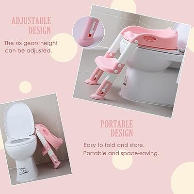 Kids Potty Training Seat Toilet Chair Stool Ladder Foldable for Toddler w/  Step