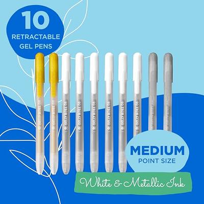 MARTCOLOR White Gel Pens Set 6 Pack 0.8mm Fine Point Pens Gel Ink