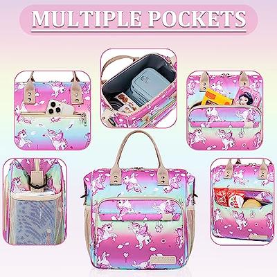 Lunch Box for Girls Women, Preppy Lunch Box for Teen Girls, Insulated Girls Lunch Bag for Kids, Large Reusable Cute Cooler Bag with Adjustable