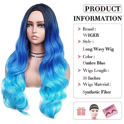 shoulder length hair ombre blue