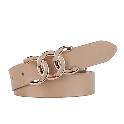 WHIPPY Women Leather Belt with Double Ring Buckle, Black Waist Belt for  Jeans Dress