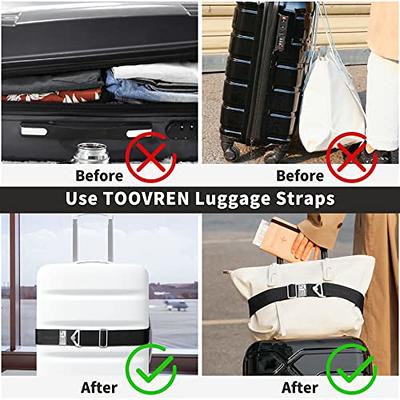 Luggage Straps Bag Bungees for Add a Bag Easy to Travel Suitcase Elastic  Strap Belt (Black) …