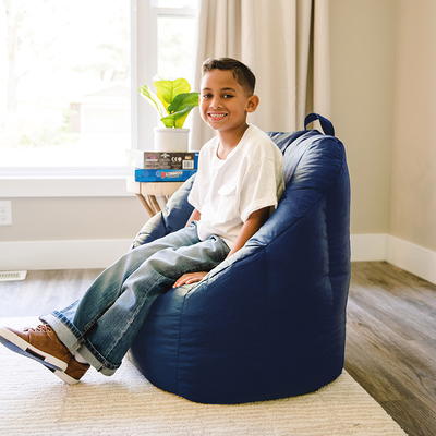 Emma + Oliver Small Solid Gray Bean Bag Chair for Kids and Teens