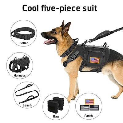 Adjustable Tactical Dog Harness & Leash Set - No-Pull MOLLE Vest with  Handle, Front Leash Clip, Hook & Patch - Perfect for Small to Large Dogs  (S