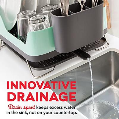 SuperOrganize Dish Drying Rack, Dish Rack with Drainboard, Kitchen Dish  Drying Rack with Rotatable Swivel Spout and Utensil Holder, Stainless Steel