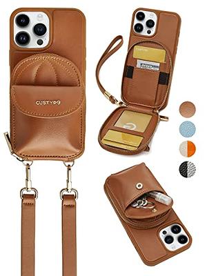  CUSTYPE for iPhone 14 Pro Max Case Wallet with Card Holder for  Women, Crossbody Zipper Case with Strap Wrist, Protective Leather Case  Purse with Ring for Apple iPhone 14 Pro Max
