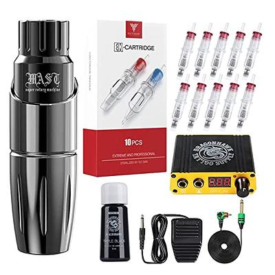 Wormhole Tattoo Kit Complete Tattoo Pen Kit Rotary Tattoo Machine Kit with  20pcs Tattoo Cartridge Needles, 10pcs Tattoo Inks Tattoo Gun Kit Beginner