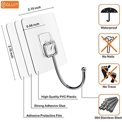 GLUIT Large Adhesive Hooks for Hanging Heavy Duty 22 lbs Robe