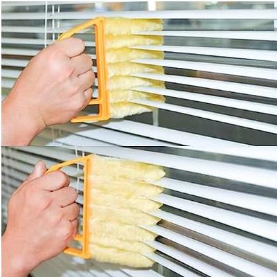 2 Pcs Window Venetian Blind Cleaner Duster Tools + 2 Pcs 7 Finger Duster Brush  Cleaner