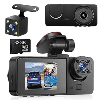 3 Channel Dash Cam Front and Rear Inside,1080P Full HD 170 Deg Wide Angle  Dashboard Camera,2.0 inch IPS Screen,Built in IR Night Vision,G-Sensor,Loop