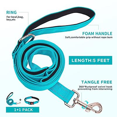 Joytale Reflective Dog Collar,Padded Breathable Soft Neoprene Nylon Pet Collar Adjustable for Large Dogs,L,Teal