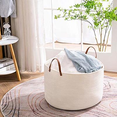 YOUDENOVA cotton rope laundry hamper by youdenova, 58l - woven collapsible  laundry basket - clothes storage basket for