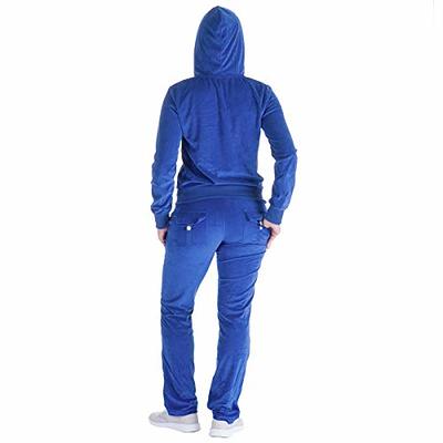 Women's Velour Tracksuit 2 Piece Outfits Velvet Track Suits Set Full Zip up  Hoodie Sweatsuit