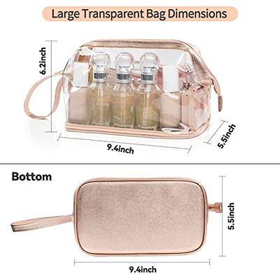 Ethereal Clear Makeup Bag, Small Makeup Bag for Purse Travel Makeup Bag for  Women TSA Approved Cosmetic Bag Waterproof Toiletry Bag Pink