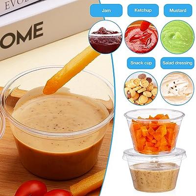 Plastimade Clear Disposable Plastic Portion Cups With Lids (200 Sets - 2  Oz) - Disposable Condiment Cups, Sauce/Dip/Dressing Cups, Souffle Cups 