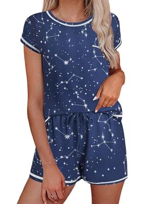 Women's Beautifully Soft Short Sleeve Notch Collar Top and Pants Pajama Set  - Stars Above™ Navy Blue XL - Yahoo Shopping