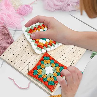 11.6 inches Bamboo Crochet Blocking Board with Pins, Granny Square  Handcrafted Wooden Blocking Mats for Knitting, Crochet Projects Kit Tool  Yarn