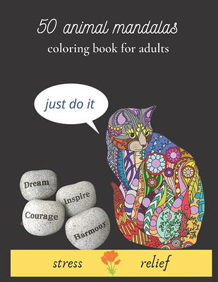 50 animal mandalas coloring book for adults stress relief : Coloring Book  For Adults Stress Relieving Animal