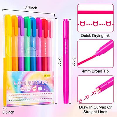 AECHY 8PCS Colored Curve Pens for Note Taking Dual Tip Pens with 5
