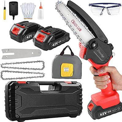 SULOBOM Mini Chainsaw, 4 Inches and 6 Inches Cordless Electric Chainsaw  with 2 Rechargeable Batteries, Portable Chain Saw for Branch Wood Cutting  Garden Tree Logging Trimming 