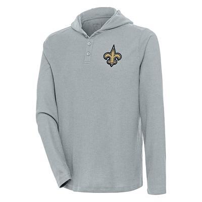 Detroit Tigers Antigua Strong Hold Long Sleeve Henley Hoodie T-Shirt - Gray