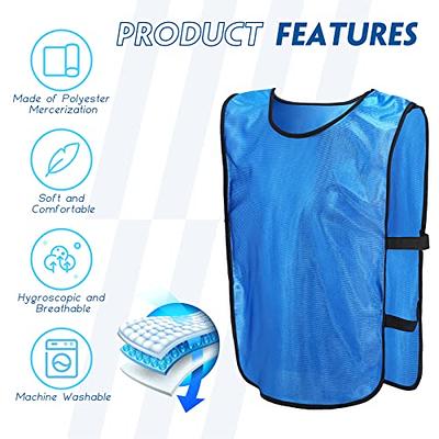 24 Pieces Nylon Mesh Pinnies Scrimmage Vests Team Jerseys Team Practice  Vests for Children Youth Sports Soccer Basketball Football Adult, Blue and  Red