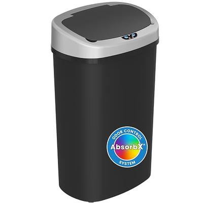 13 Gallon Oval Stainless Steel Sensor Trash Can with Odor Filter