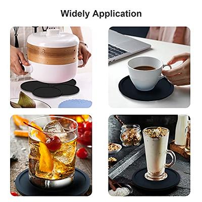 Drink Coasters, 6 Nonslip Rubber Coasters - Durable, to Protect Wooden Tables, Desks, and Bars, White Silicone Table Top Coasters, No More Water Rings