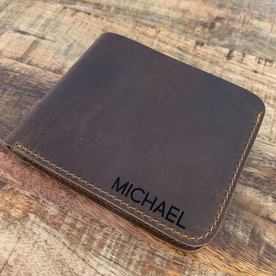 Personalized Engraved Monogrammed Mens Leather Wallet