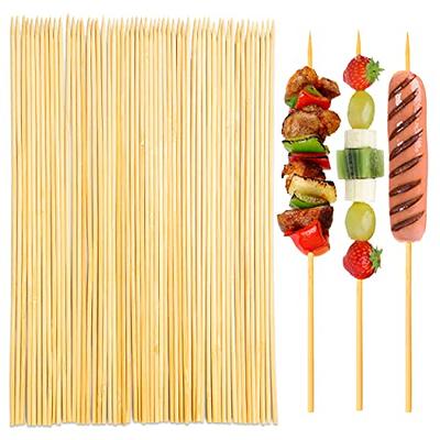 BambooMN Brand - Premium Flat Style Bamboo Wood BBQ Kebab Meat and Fruit  Food Skewers, 11.8 - 300 pcs