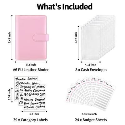 A6 Budget Binder for Money Saving Binder, PU Leather Budget Planner with  Cash Envelopes, Budget Sheets & Rose Gold Category Stickers, Budget Wallet
