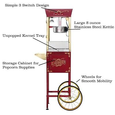 Carnival King Popcorn Popper Kit with 8 oz. Popper and Cart - 120V, 850W