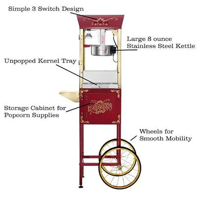 Carnival King Popcorn Popper Kit with 8 oz. Popper and Cart - 120V, 850W