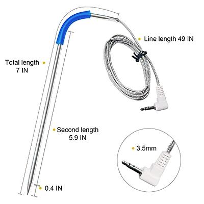 2-Pack Temp Meat Probe Replacement for Pit Boss Pellet Grills and Smokers,  3.5mm Plug Thermometer Probe Accessories with 2 Pack Probe Grommets and  Probe Clips