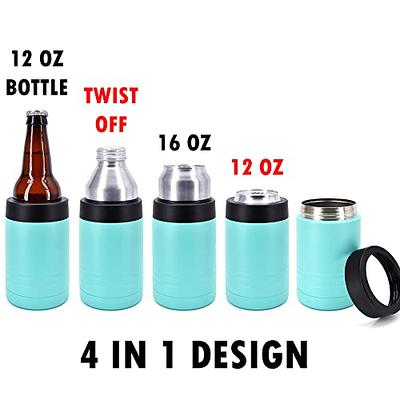 4in1 Can Cooler Freezable Beer Bottle Cooler with Straw 12Oz Stainless  Steel