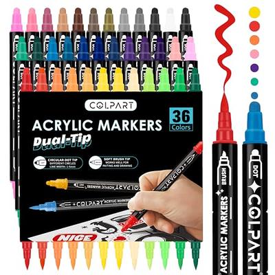 Arrtx Acrylic Paint Pens, 32 Colors Brush Tip and Fine Tip (Dual Tip) Paint  Markers for Rock Painting, Water Based Acrylic Painting Supplies for Fabric  Painting,Wood, Plastic, Canvas, Easter Egg