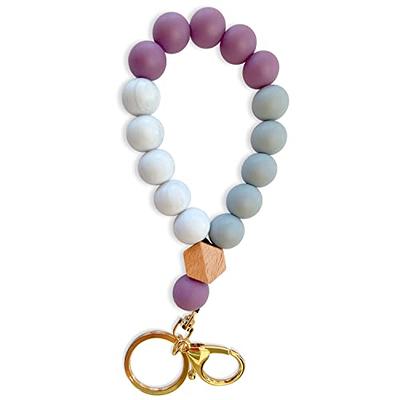 PRIANGEL Silicone Key Ring Bracelet for Women Beaded Wristlet Keychain  House Car Keys Rings Holder with Tassel