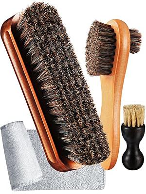 FootFitter Genuine Horsehair Shoe Shine Brush (Grey-Brown)