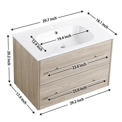 Miniyam 18 Bathroom Vanity Sink Combo for Small Space, Wall Mounted  Cabinet Set with Resin Basin Sink, Oak